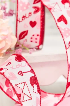1.5" x 10 Yard Letters/Hearts/ XOXO Patterned Ribbon