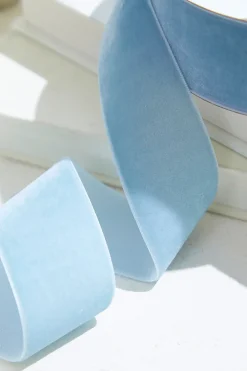 1.5" x 10 Yard Light Blue Unwired Velvet Ribbon