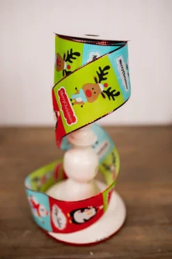 2.5” x 10 Yard Merry Christmas Penguin Holiday Ribbon