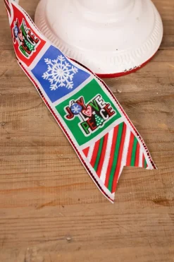 2.5” x 10 Yard Multicolor Joy Love Peace Holiday Ribbon