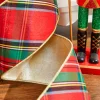 4" x 10 Yard Nutcracker Plaid Dupioni Double Backed Wired Ribbon - Red