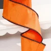 4" x 10 Yard Orange Dupioni with Black Tinsel Edge Ribbon