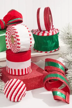4" x 10 Yard Peppermint Striped Ribbon