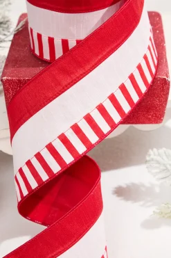 4" x 10 Yard Peppermint Striped Ribbon