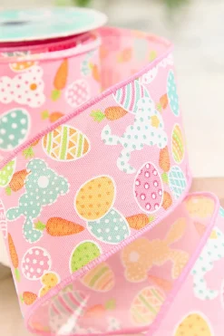 2.5" x 10 Yard Pink Easter Patterned Ribbon