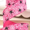2.5" x 10 Yard Pink Glitter Spider Webs Halloween Ribbon
