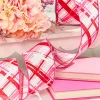 2.5" x 10 Yard Pink, Red & White Plaid Valentine Ribbon
