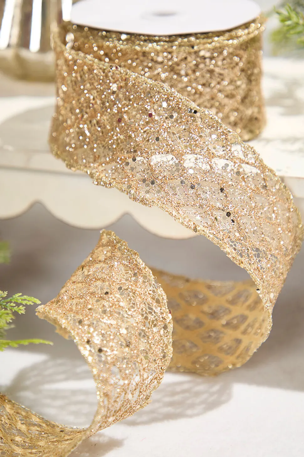 2.5" x 10 Yard Platinum Wired Ribbon