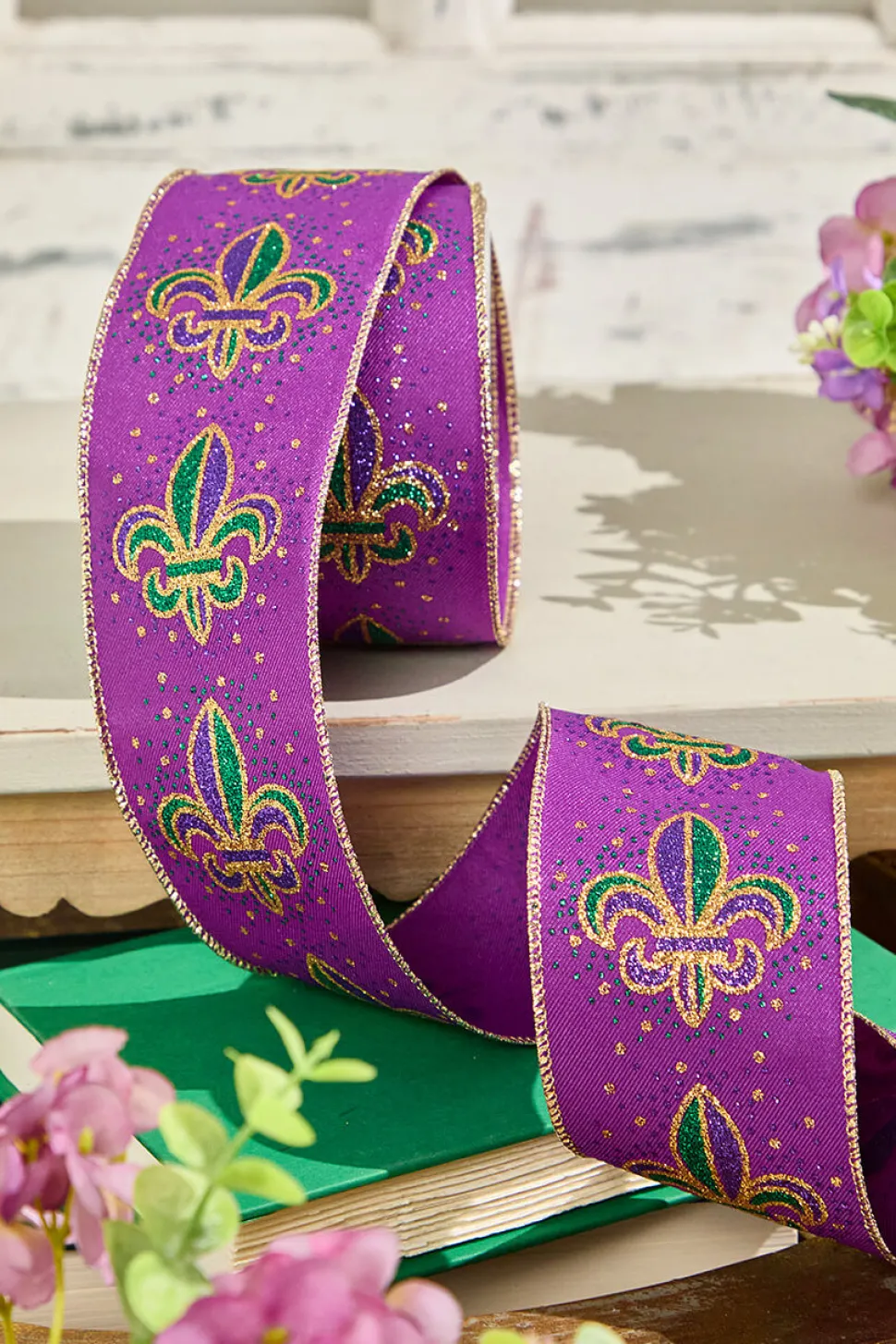 2.5" x 10 Yard Purple Mardi Gras Ribbon