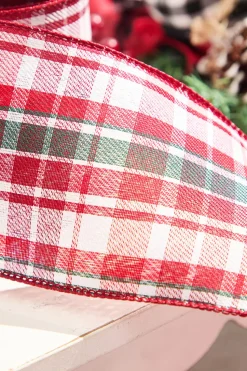 4”x 10 Yard Red/Black/White Plaid Ribbon