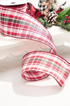4”x 10 Yard Red/Black/White Plaid Ribbon