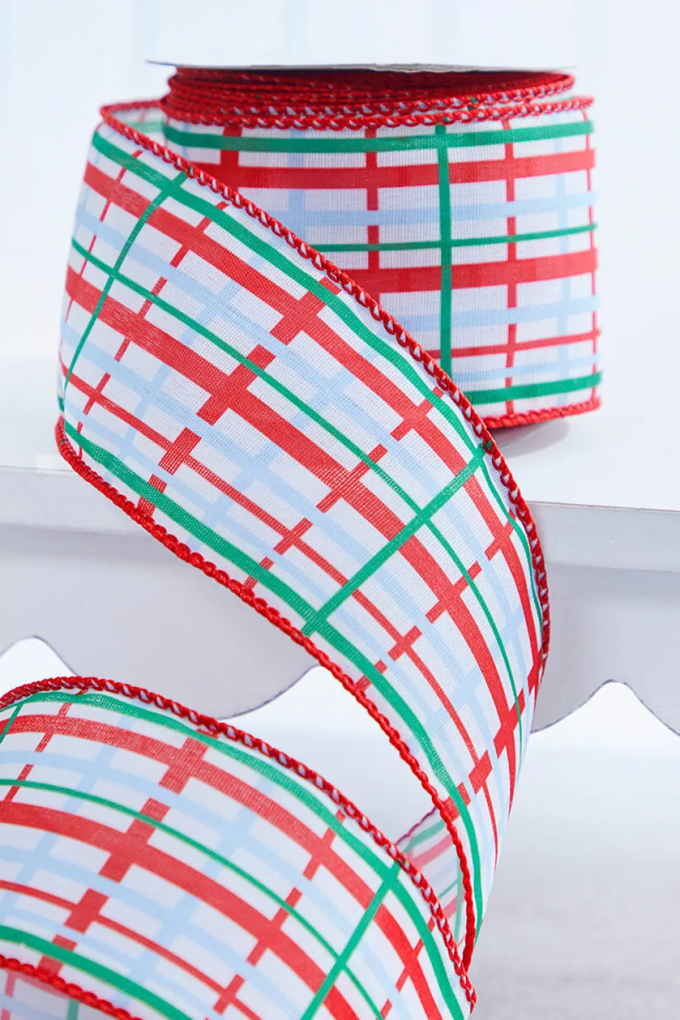 2.5" x 10 Yard Red/Blue/Green Plaid Wired Ribbon