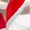 4" x 5 Yard Red Velvet with Silver Jewel Trim Ribbon