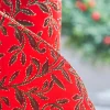 4" x 10 Yard Red Velvet With Vine Wired Ribbon