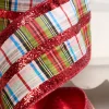 4" x 10 Yard Red & White Plaid Pattern Ribbon