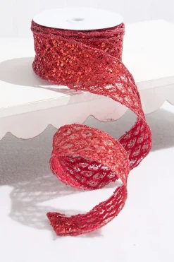 2.5" x 10 Yard Red Wired Ribbon