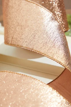 4” x 10 Yard Rose Gold Aurora Jacquard Tissue Back Ribbon