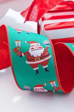 2.5" x 10 Yard Santa Claus Wired Ribbon