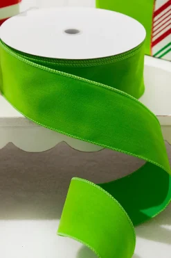 2.5" x 25 Yards Apple Green Velvet Ribbon