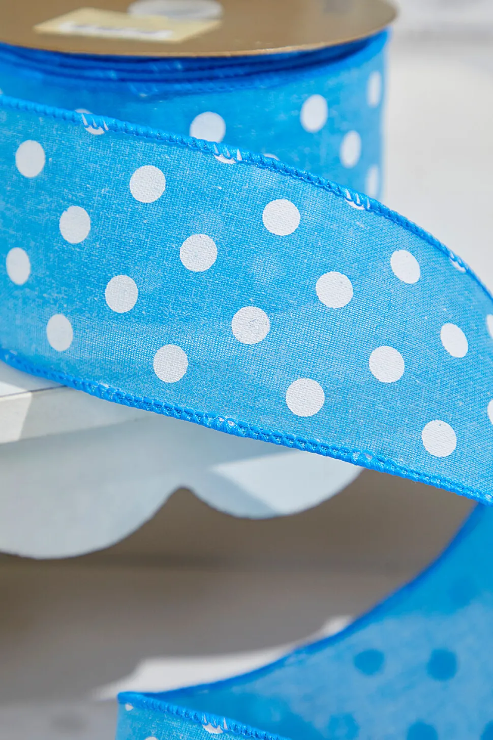 2.5" x 10 Yards Bright Blue Polka Dot Ribbon