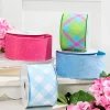 2.5" x 10 Yards Diagonal Blue Check Ribbon