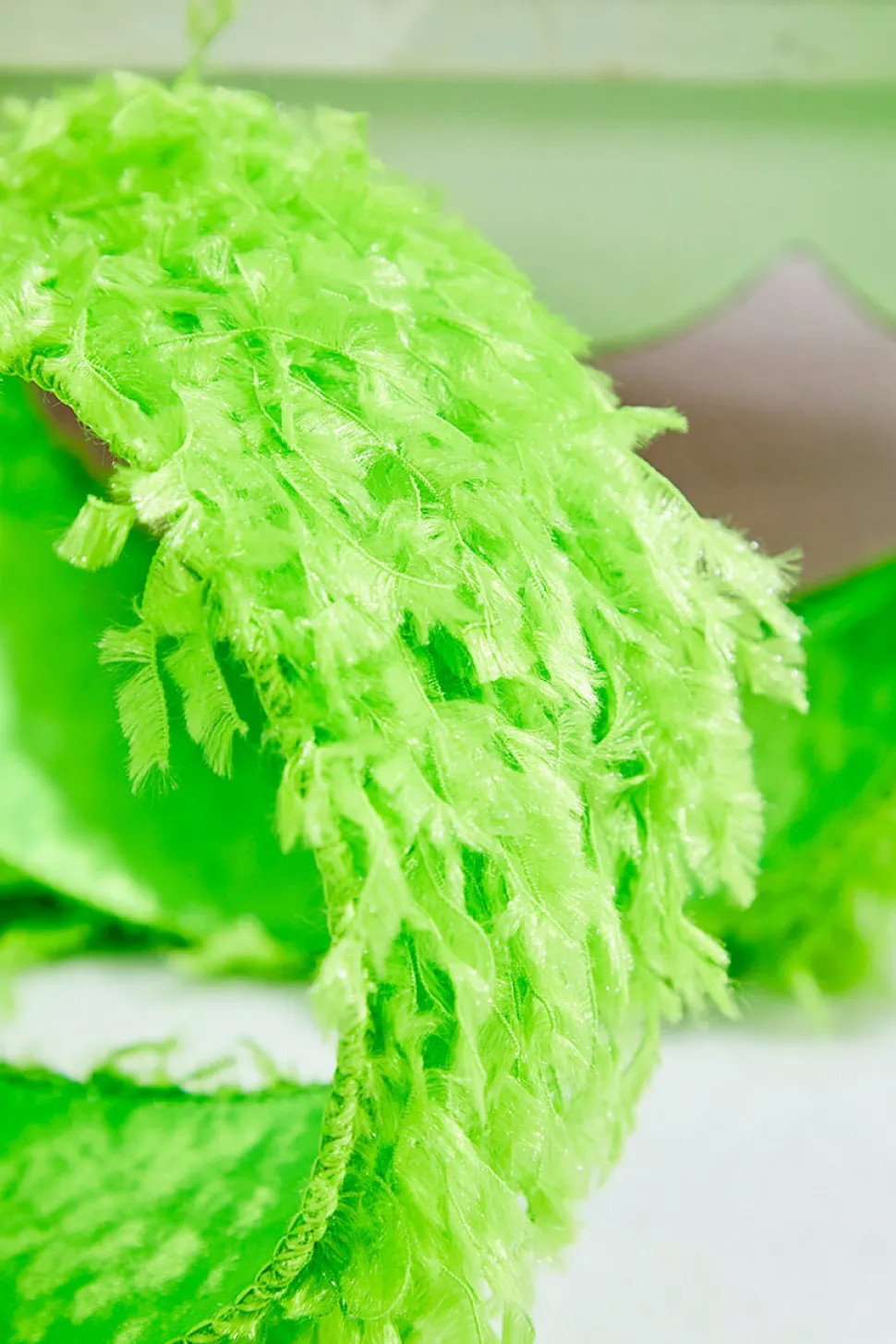 2.5" x 10 Yards Furry Green Ribbon