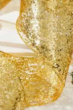4" x 10 Yards Gold Glitter Mesh Ribbon