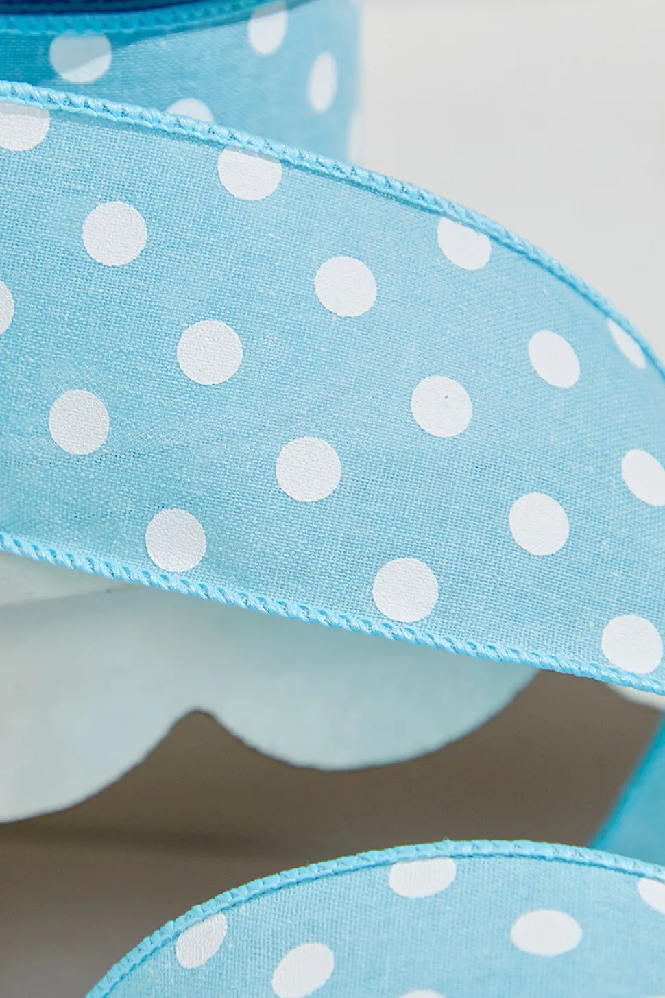 2.5" x 10 Yards Light Blue Polka Dot Ribbon