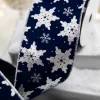 4” x 10 Yard Snowflake On Blue Velvet Ribbon