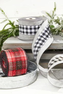 4” x 10 Yard Snowy Plaid Wired Ribbon
