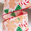 2.5" x 10 Yards Pink Gingerbread Candy Cane Ribbon