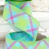 2.5 x 10 Yards Printed Plaid On Royal Ribbon