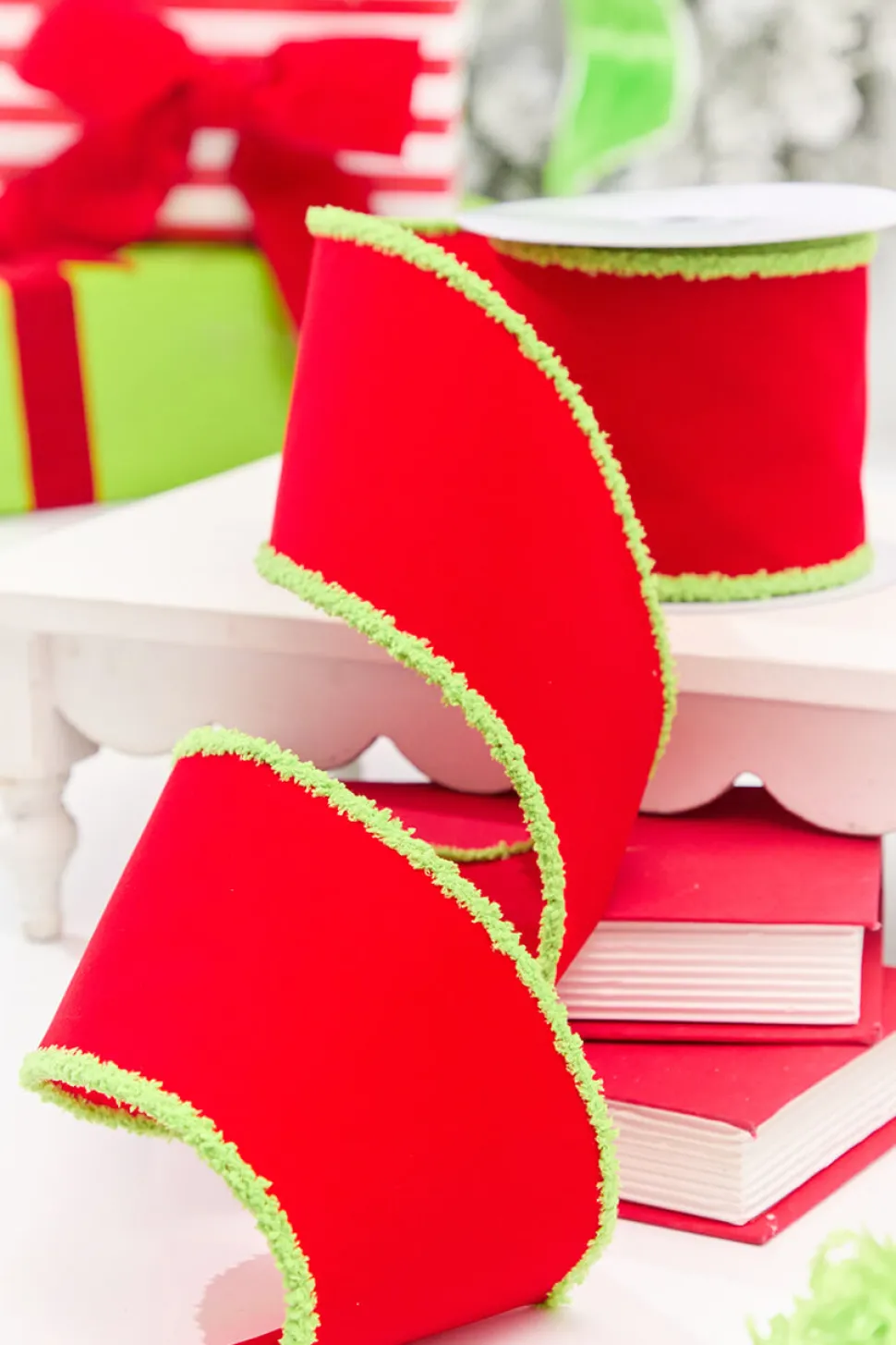 4" x 10 Yards Red Velvet Ribbon