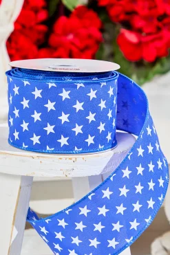 2.5" x 10 Yards Stars on Blue Ribbon
