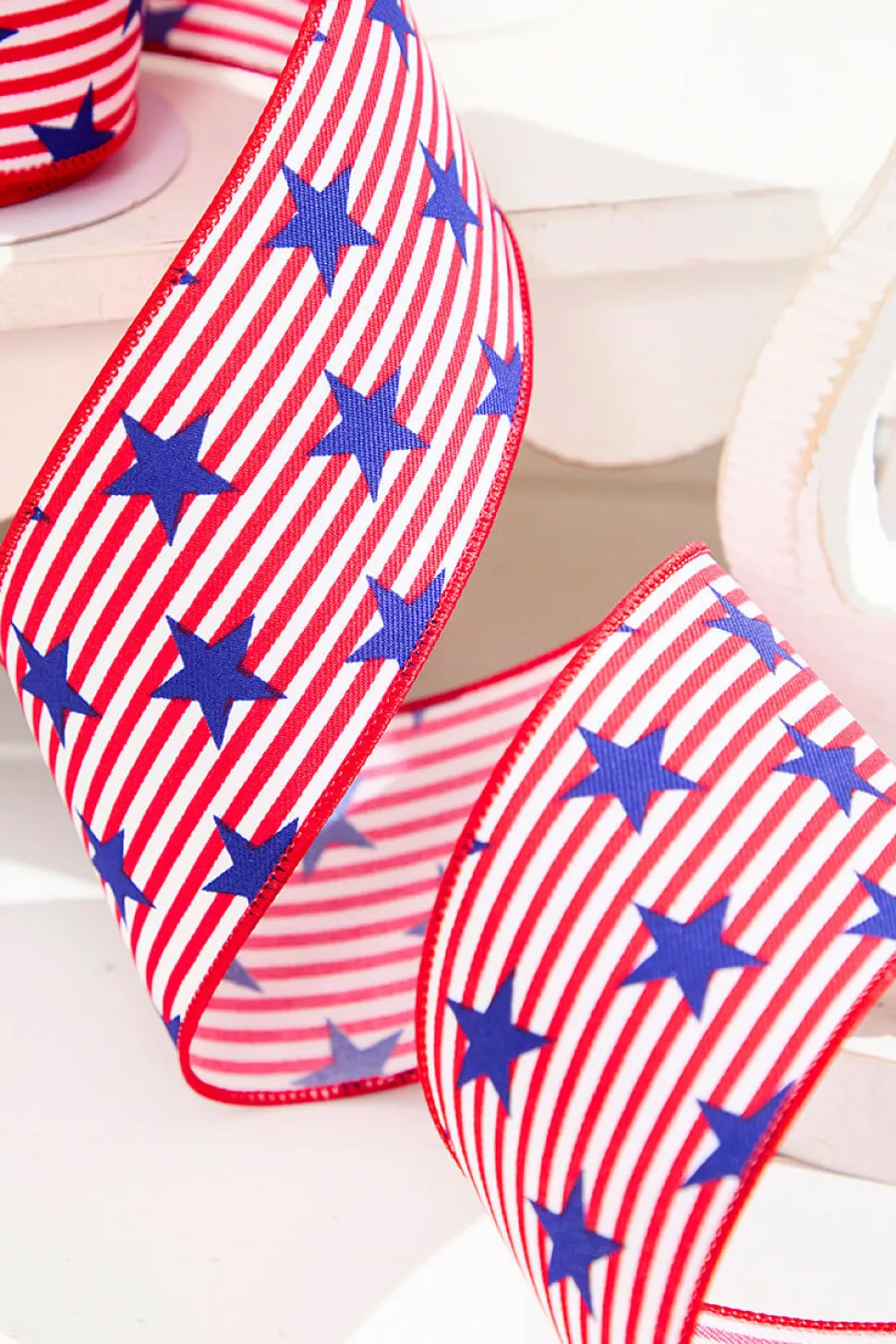 2.5" x 10 Yards Stars with Pinstripes Ribbon