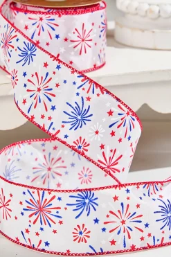 2.5" x 10 Yards 4th Of July Ribbon- Fireworks