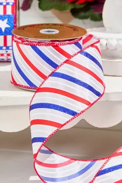 2.5" x 10 Yards 4th Of July Ribbon- Stripes