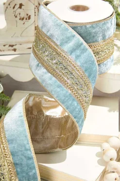 4" x 5 Yard Trim Velvet Metallic Back Ribbon