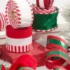 2.5" x 10 Yard White Dupioni with Red Glitter Stripe Ribbon
