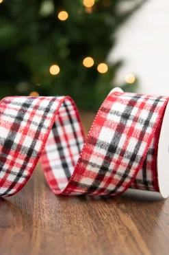2.5" x 10 Yard White/Red/Black Plaid