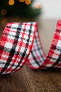 2.5" x 10 Yard White/Red/Black Plaid