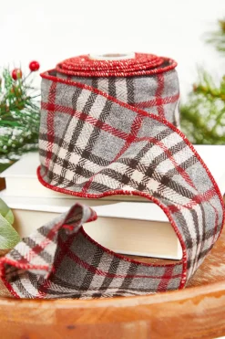 4" x 5 Yard Wool Check Plaid Ribbon
